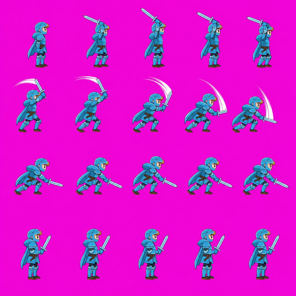 Спрайтшит: атака, 20 кадров